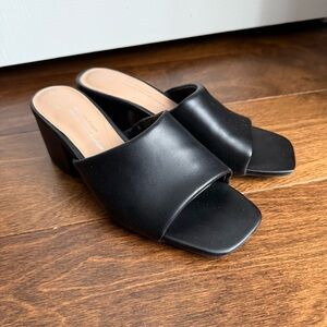 Time and Tru Women's Black Open-Toe Mules